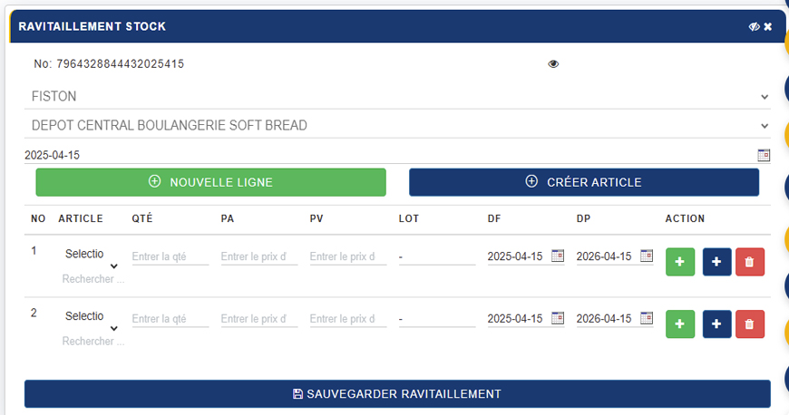 Réapprovisionnement en stock