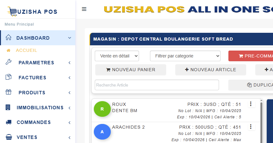 Filtrer les articles du panier